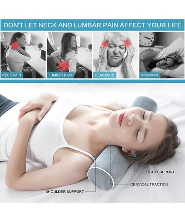 ZHCHG Memory Foam Cervical Neck Roll Pillow - Round Cylinder Pillow for Sleeping, Neck & Spine Discomfort - Washable Cover, Dark Grey, Small - Buy Online on GoSupps.com