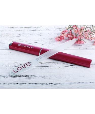 G.Liane Glass Manicure File with Genuine Qualified Crystals Shape and Smooth Nail File Tool with Case Best for Gentle & Safe Nail Care Kit for Beautiful Fingernails (Pink Love) - Buy Online on GoSupps.com