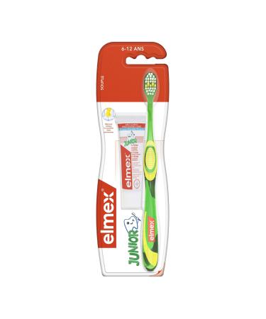 ELMEX - Junior toothbrush 6-12 years (soft) + Elmex toothpaste against caries children (12 ml) random color selection - Buy Online on GoSupps.com