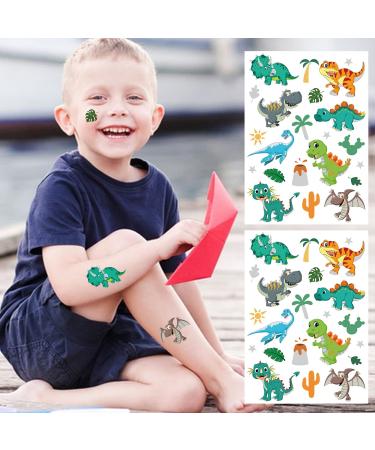 Glitter Dinosaur Temporary Tattoos for Kids Boys - 36 Silver Styles | Birthday Party Supplies & Favors - Buy Online on GoSupps.com