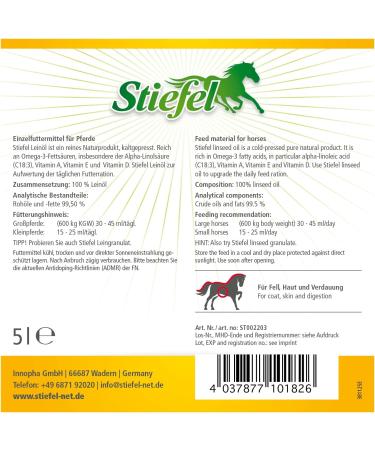 100% Natural Linseed Oil Boots for Horses - Cold-Pressed Rich in Omega-3 & Vitamins | 5L | Supports Fur & Skin Health - Buy Online on GoSupps.com