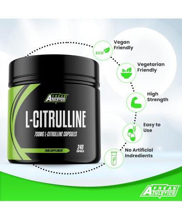 L-Citrulline 750mg Capsules - 1500mg Per Serving - Muscle Performance & Recovery - 240 Caps - Buy Online on GoSupps.com