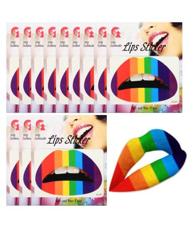 Lips Sticker 12 PCS Eco-friendly & Long Lasting Waterproof Disposable Lipstick/Disposable Lip Gloss Odorless Safe Lip Tattoo Stickers GL003