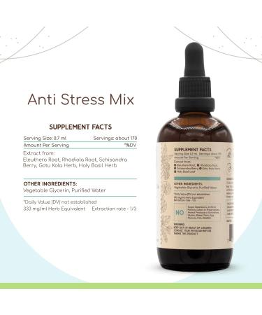 Anti Stress Mix B120 Alcohol-Free Extract Tincture, Eleuthero Root, Rhodiola Root, Schisandra Berry, Gotu Kola Herb, Holy Basil Herb. Serenity Blend: Adaptogen Formula 4 Fl Oz 4 Fl Oz (Pack of 1) - Buy Online on GoSupps.com