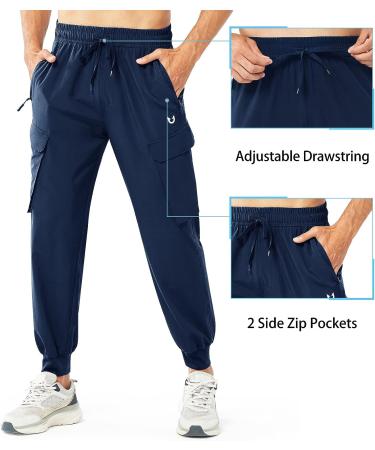 NORTHYARD Men's Lightweight Athletic Joggers - Quick Dry Running Pants with Zip Pockets, Navy Blue - Buy Online on GoSupps.com