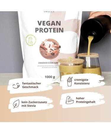 Buy Vegan Protein Powder - Cinnamon & Sugar | Sucralose & Soy-Free | 1kg Blend of Rice Peas Hemp Buckwheat & Pumpkin Seeds - Buy Online on GoSupps.com