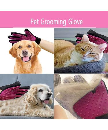  Upgrade Pet Dog Cat Grooming Glove Gentle Deshedding Brush Glove Efficient Pet Hair Remover Mitt Massage Tool with Enhanced Five Finger Design for Dogs Cats Rabbits Horses with Long/Short Fur 1 Pair Pink 1 Pair  - Buy Online on GoSupps.com
