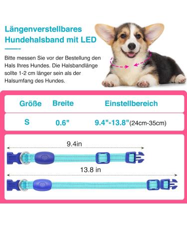 KOSKILL USB LED Dog Collar - Waterproof & Adjustable Luminous Collar for Small Dogs - Super Bright Blue S - Buy Online on GoSupps.com