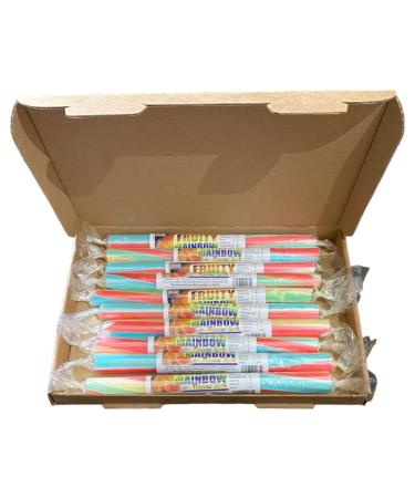 10 X Gift Box Rock Sticks Handmade Traditional Rainbow Classic Sweets Pink Mint Fruit Salad Bubble Gum Candy Floss Strawberry Humbug Aniseed Retro Seaside Gift Wholesale Confectionery (Fruit Rainbow)