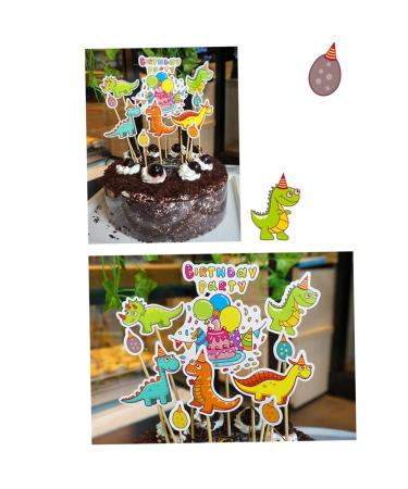 TOPBATHY 22pcs Cupcake Decorations Cake Toppers Decorate Insert Card Cartoon Dinosaur Eggs
