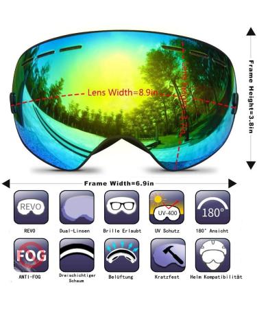 GANZTON Ski Goggles | Double Lens UV Protection & Anti-Fog | Unisex Snowboard Goggles for Men Women Boys & Girls - Black - Buy Online on GoSupps.com