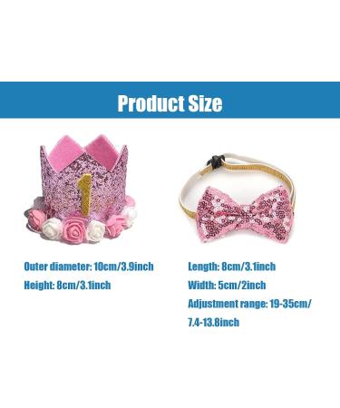 Dog Cat Birthday Hat Crown with Bowtie & Charms, Party Accessories for Small Medium Pets (PINK) - Buy Online on GoSupps.com