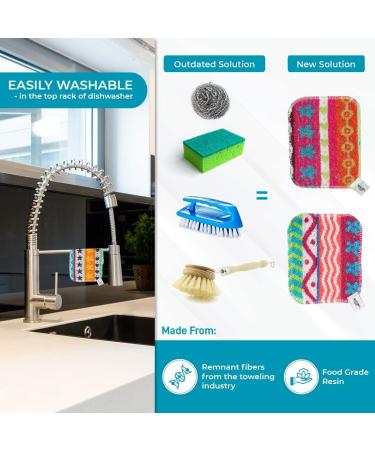 Skoy Scrub - Non-Scratching Reusable Kitchen Scrub - Eco-Friendly, Dishwasher Safe - 4-Pack, Assorted Colors - Buy Online on GoSupps.com