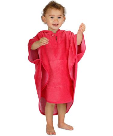 Normani Children's Bath Poncho - Cotton Hooded Towel for Toddlers | Pink Bathrobe 55x70 cm - Buy Online on GoSupps.com