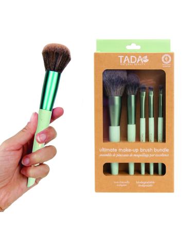 TADA Natural Beauty Makeup Brush Set 5Pcs Makeup Brushes Setting Loose Powder Highlighter Blush Eyeshadow Eyeliner brush (Green)