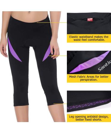 Santic Women's Cycling Shorts Padded Bicycle Capris Biking Pants Bike Tight Breathable Purple Medium - Buy Online on GoSupps.com