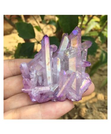Crystal Hole Crystals 1pc 40g-46g Beautiful Purple Flame Aura Quartz Crystal Cluster Specimen Crystal Hole