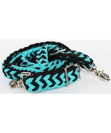 CHALLENGER Roping Knotted Horse Tack Western Barrel Reins - Emerald Green/Black Nylon Braided - 60701 - Buy Online on GoSupps.com