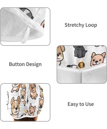 Little Cute Dogs Hair Towel 2 Pack - Super Absorbent Quick Dry Hair Turbans for Women & Girls - Stylish Button Wraps - Buy Online on GoSupps.com