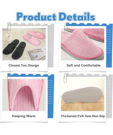 10 Pairs Disposable Home Slippers for Guests - Soft Washable Cotton Linen Spa Slippers Non-Slip & Breathable for Indoor Travel & Parties (Pink Gray - Buy Online on GoSupps.com