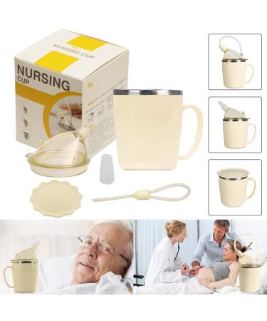 KIKIGOAL Convalescent Feeding Cup Drinking Cup with Straw for Disabled Patient Maternity Drink Water Porridge Soup Drinking Aids White