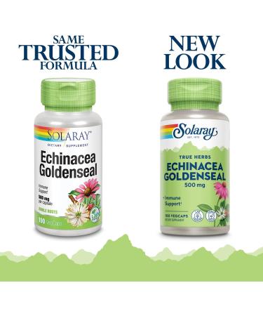 SOLARAY Echinacea & Goldenseal Root 500mg Capsules - Immune & Respiratory Support | Non-GMO Vegan | 100 VegCaps - Buy Online on GoSupps.com