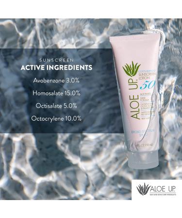 Aloe Up SPF 50 Sunscreen Lotion - Non-Greasy & Quick Absorbing, Reef Friendly Sun Care - 4 Fl Oz - Buy Online on GoSupps.com