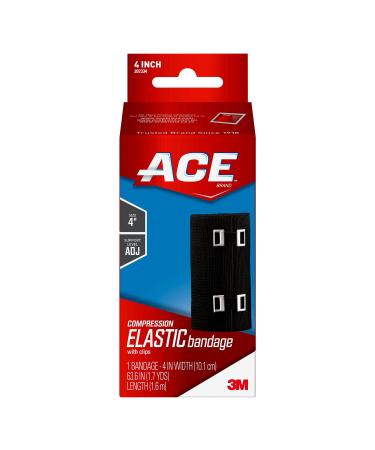 ACE 4 Inch Elastic Bandage with with Clips Black Great for Leg Shoulder and More 1 Count 4 Black