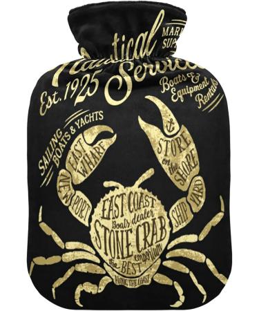 Vintage Nautical Marine Hot Water Bottle 2L | Plush Cover Hand & Foot Warmer | Perfect for Winter | Ideal Gift for Children Men & Women - Buy Online on GoSupps.com