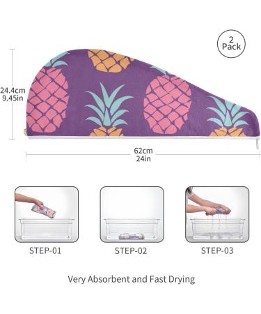 Super Absorbent Pineapple Silhouette Hair Towel 2 Pack - Quick Dry Hair Turbans for Women & Girls - Buy Online on GoSupps.com