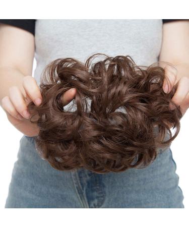 Real Fashion Hair Extensions | Natural Brown Curly Messy Bun Scrunchie for Volume & Updos - International Shipping - Buy Online on GoSupps.com