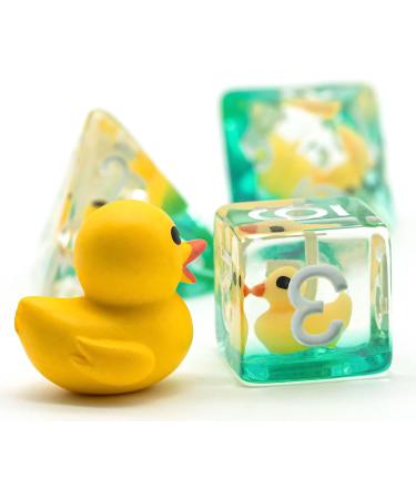 Cusdie Animal-filled 7-Die Polyhedral Dice Set for DND, RPG, MTG - Yellow Duck - Buy Online on GoSupps.com