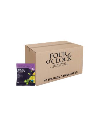 Four O'Clock Organic Fairtrade Herbal Tea Ginger Lime Mint Non-Gmo Kosher Gluten-Free 40 Count Pyramid 159g 40 Tea Bags Ginger Lime Mint