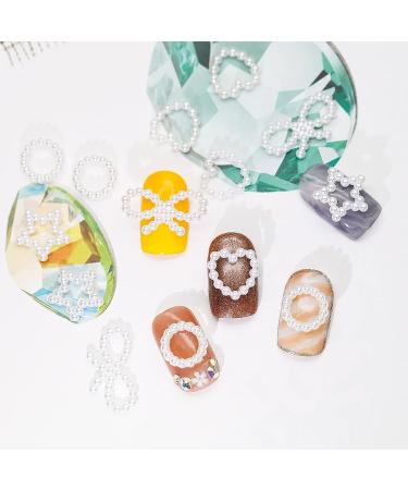200Pcs 3D White Pearls Nail Charms - Multi Shapes & Sizes Acrylic Charms for Nail DIY & Jewelry - Flower, Heart, Star, Moon, Bowknot, Circle, Triangle, Square - Cute Pearls - Buy Online on GoSupps.com
