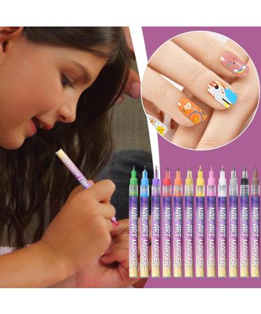 12-Color Nail Art Pen Set DIY Nail Art Design Pens Quick-Drying Smudge-Proof Lining Gel Nail Artist Markers Waterproof Nails - Buy Online on GoSupps.com