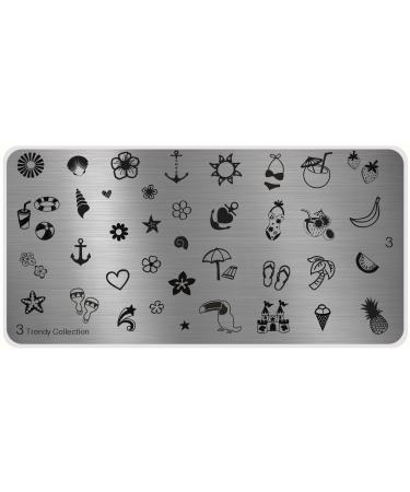 MoYou's XL Trendy 3 Stamping Template Nail Art Stamping - Nail Polish Stamp Summer Designs Manicure