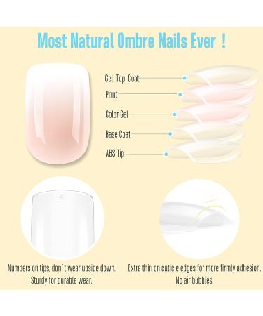 NOVO OVO Milk Cap Short Press On False Nails - Neutral Ombre Gradient French Tip Opaque Fake Nail Kit for Valentine's Day - Buy Online on GoSupps.com
