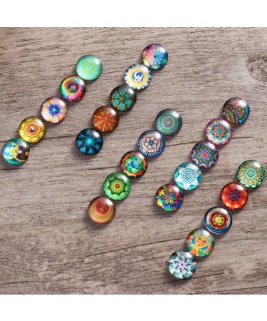 50 Set Printed Glass Cabochons - Flat Back Round Pebbles for Vintage Jewelry & Handicrafts - 1.4cm Gemstone Art Supplies - Buy Online on GoSupps.com