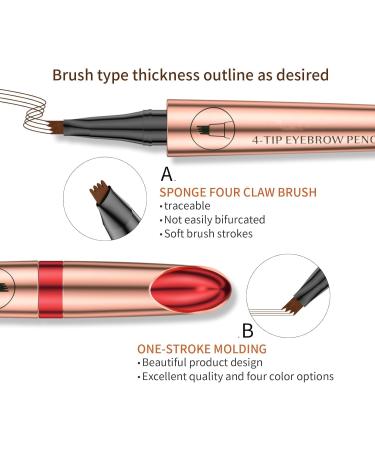 Eyebrow Pencil 4-Point Fork Tip Waterproof Eyebrow Pencil Long Lasting Creates Natural Eyebrow Shape Suitable for Professional Makeup and Beginners (1) - Buy Online on GoSupps.com