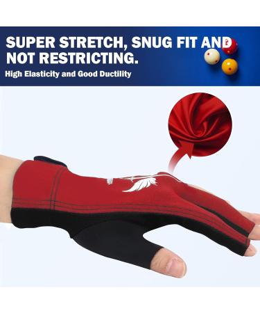 Animsword Billiard Gloves - Breathable & Comfortable Left/Right Hand L Red - GetaWay Solids for Billiards Convenient & Stylish - Buy Online on GoSupps.com