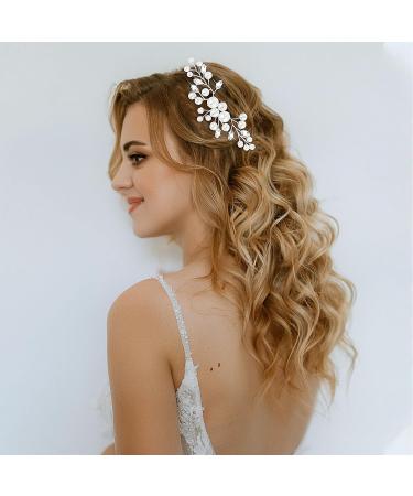 Pearl Hair Comb Bridal Hair Comb Wedding Hair Comb Pearls Flower Hair Side Comb Silver Bridal Side Comb Hair Piece Leaf Hair Piece Vintage Wedding Hair Accessories For Brides Bridesmaids Women Girls - Buy Online on GoSupps.com