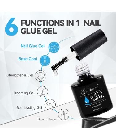 Gelike EC 6 in 1 Nail Glue Base Gel and Top Coat Kit - 2PCS Set for Long Lasting, Stain Resistant Nails - No Wipe Top Coat for Super Shiny Finish - Buy Online on GoSupps.com