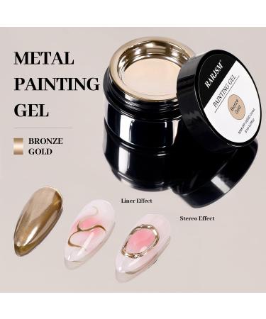RARJSM Metallic Gel Nail Polish - Bronze Gold Chrome 3D Effect | 8ml Reflective Shine for DIY Nail Art & Home Salon - Buy Online on GoSupps.com