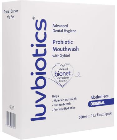 Luvbiotics Probiotic Mouthwash 500ml - Fresh Breath Healthy Gums & Teeth No Alcohol SLS Parabens - Pack of 3 - Heal Mouth Ulcers & Gum Infections - Buy Online on GoSupps.com