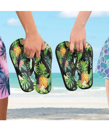 Mnsruu Tropical Palm Leaf Flamingo Flip Flops - Multi-Color Sandals for Home Hotel Spa & Travel - XS for Men & Women - Buy Online on GoSupps.com