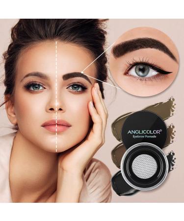 Anglicolor Eyebrow Tint Stamp Kit & Stencil Set | Waterproof Pomade for Long Lasting Brows | Double Ended Brush | (06 Jet Black) - Buy Online on GoSupps.com