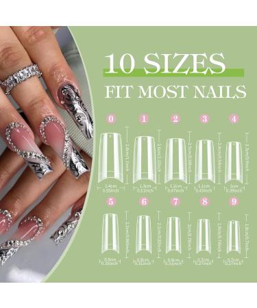 Gel Nail Tips Venares 500 Pieces Acrylic Nail Tips 10 Sizes Clear False Nails with Glue Nail Clippers Cuticle Pusher Nail Files for Acrylic and Gel Nails Square Nail Tips for Gel Nails transparent - Buy Online on GoSupps.com