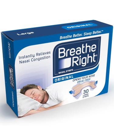Breathe Right Nasal Strips Original Large 30s | Instantly Relieves Nasal Congestion | Helps Reduce Snoring | Drug-Free - Buy Online on GoSupps.com
