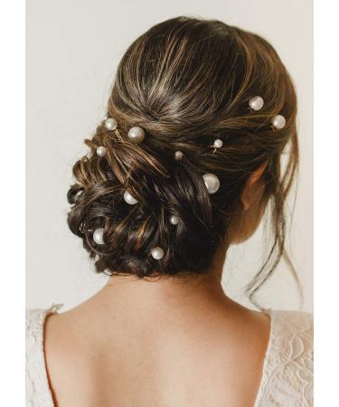 Sweetv 18Pcs Pearl Wedding Hair Pins Set - Bridal Hair Accessories for Brides in Gold - Buy Online on GoSupps.com