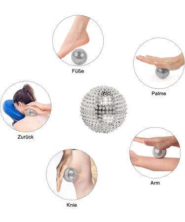 Magnetic Massage Ball & Acupressure Ring Set - 2 Hedgehog Balls & 3 Massage Rings for Stress Relief - Silver - Buy Online on GoSupps.com